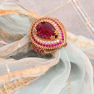 Turkish Handmade Pear Ruby 925 Silver Ring